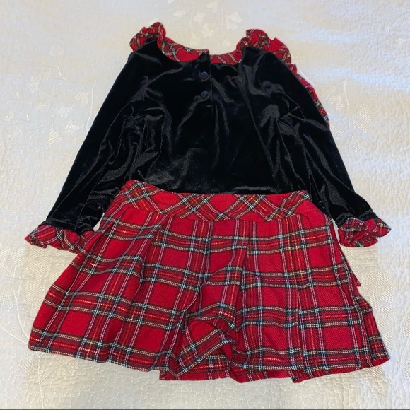 Baby Girl Christmas Plaid Velvet Top Dress - Picture 2 of 8